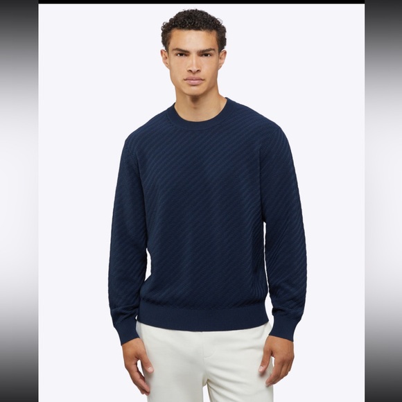 Riviera Knit Textured Sweater, Pacific Blue Small - Picture 2 of 6